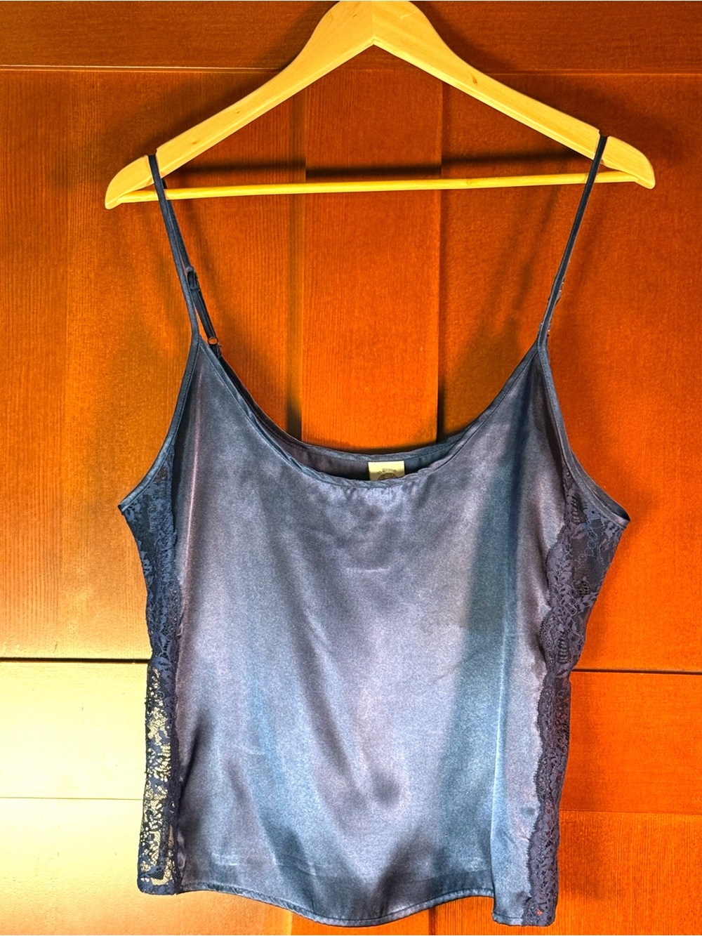 In Bloom by Jonquil Navy Satin Lace Camisole Tank Top Approx M/L Y2K
